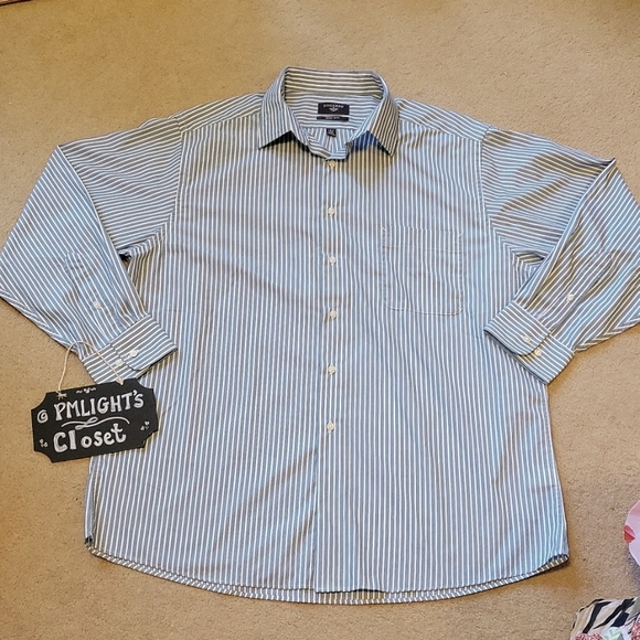 Dockers Other - Dockers Large Dress Shirt Long Sleeve Blue Green & White Striped